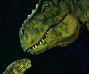 пазл Мать динозавр нежно глядя на ее маленькую
